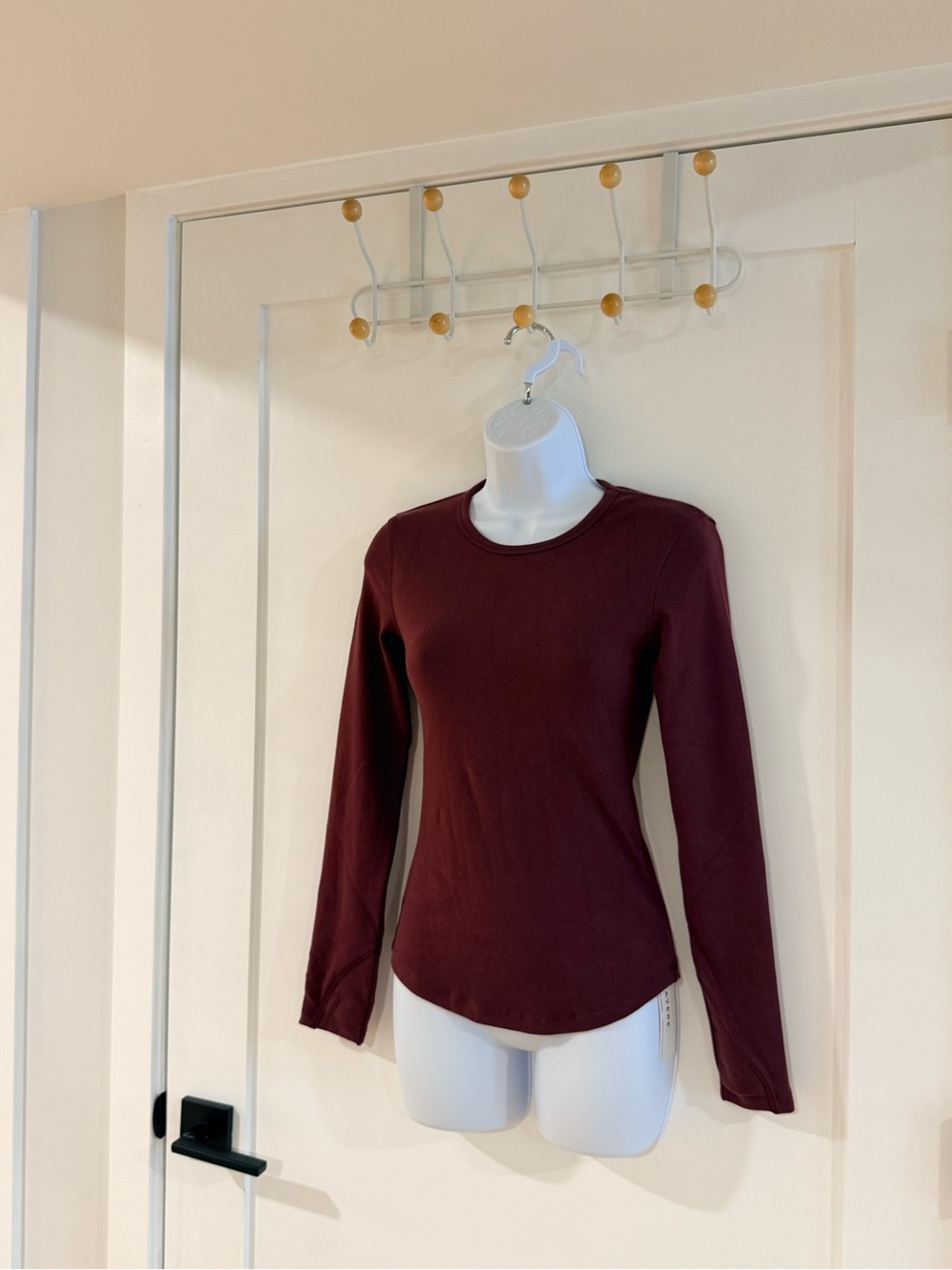 LAYERE Organic Cotton Full length Long Sleeve Top Cherry Red Brandnew - Picture 12 of 13